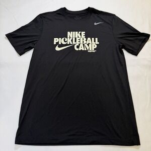Nike Dri Fit Tee Shirt Pickleball Camp Men's Medium Black Workout Short Sleeve